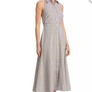 Veronica Beard Mackey Gingham Halter Dress
